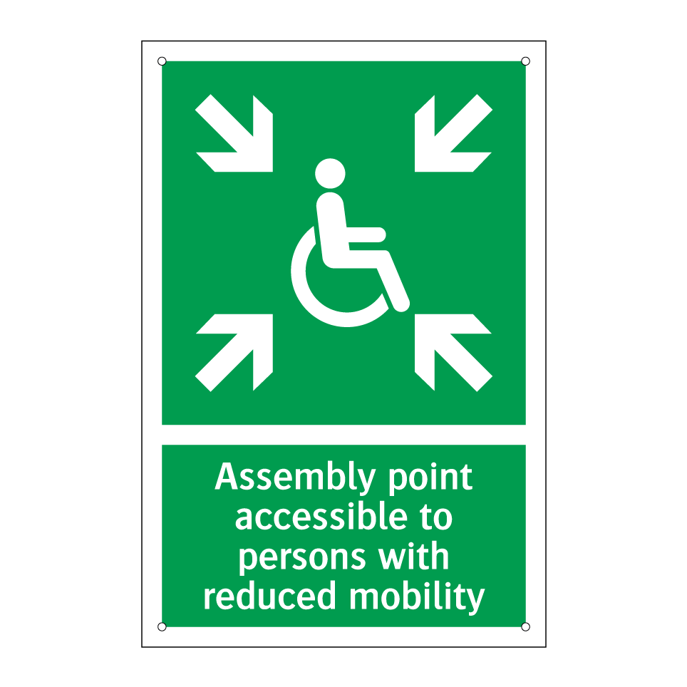 Assembly point accessible to persons with reduced mobility
