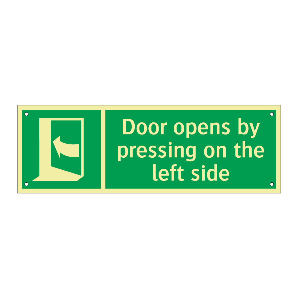 Door opens by pressing on the left side