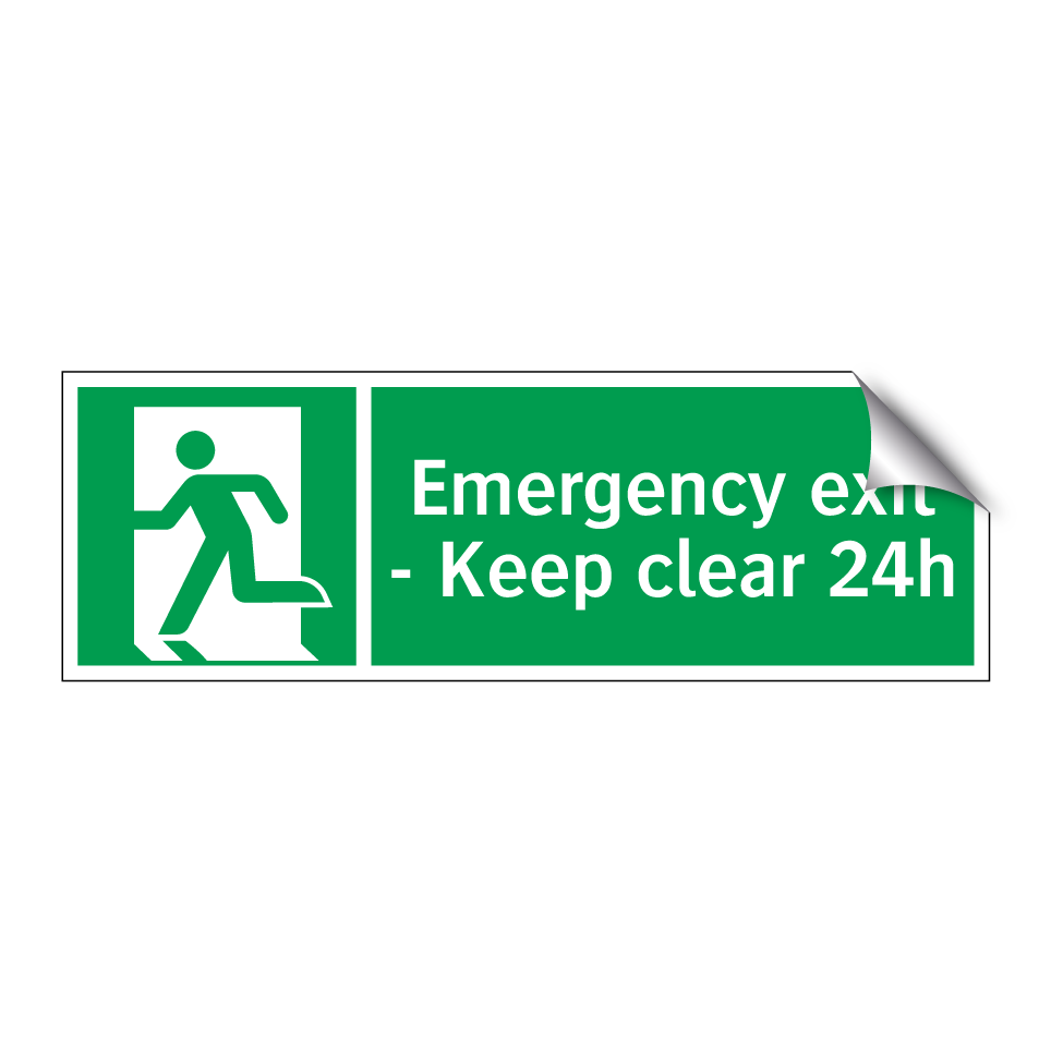 Emergency exit - Keep clear 24h