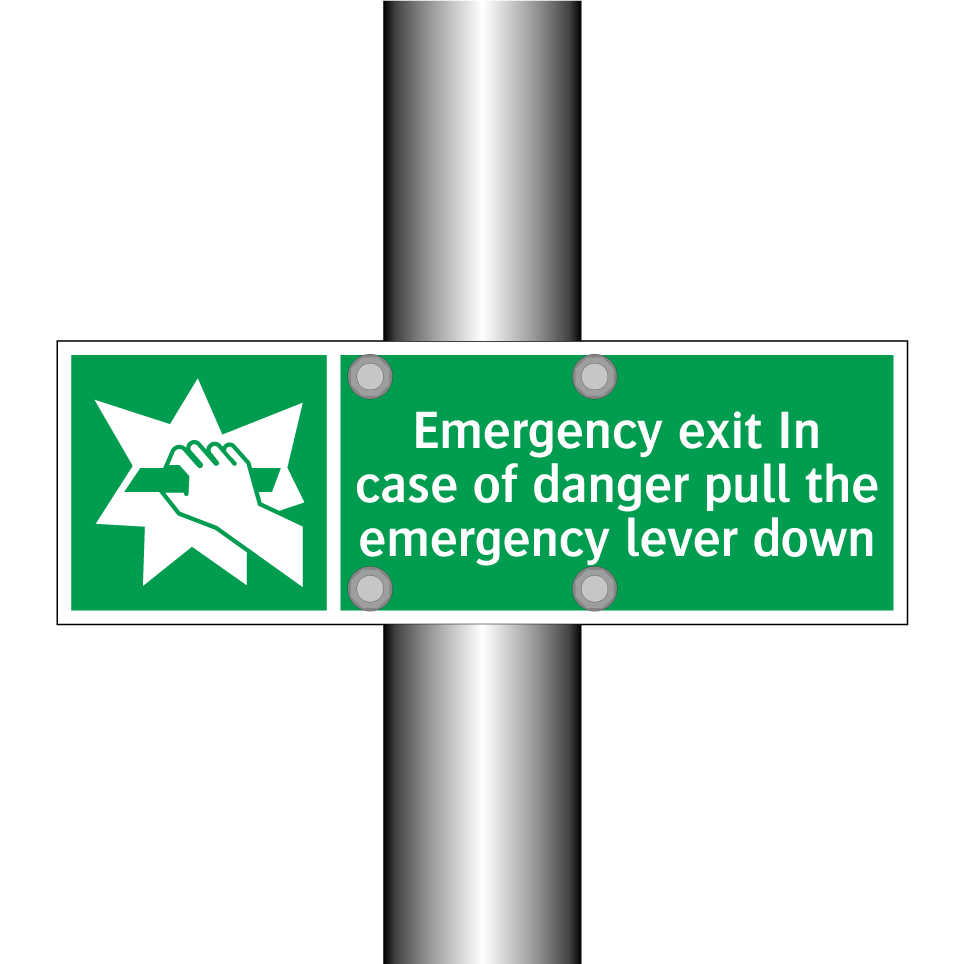 Emergency exit In case of danger pull the emergency lever down