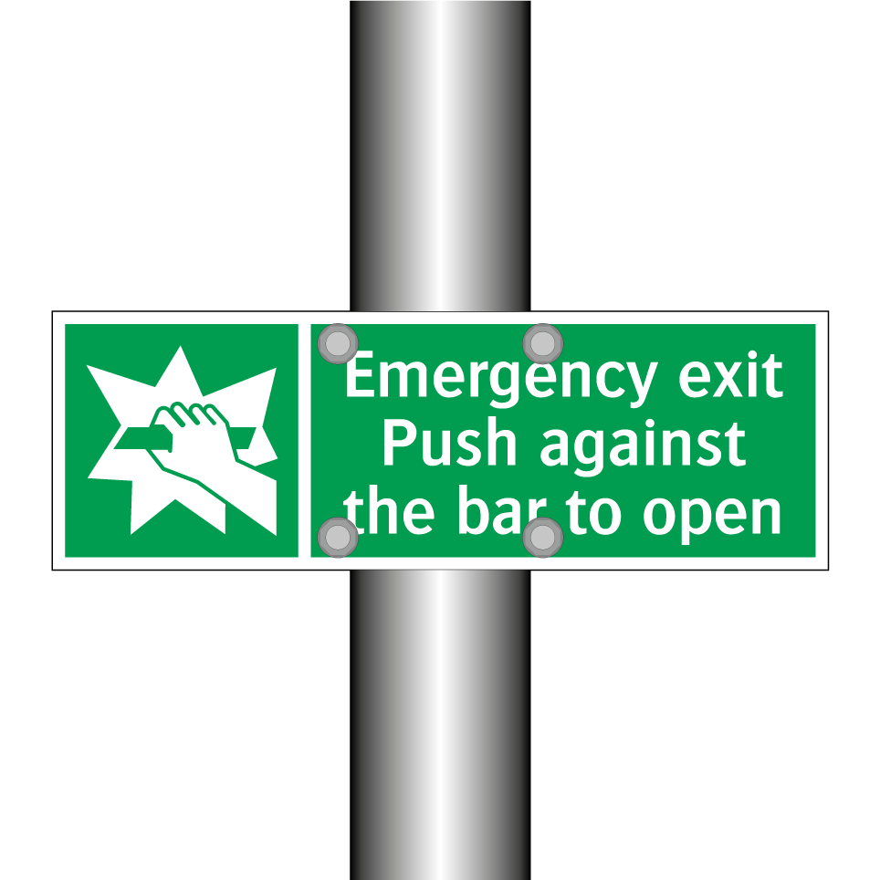 Emergency exit Push against the bar to open