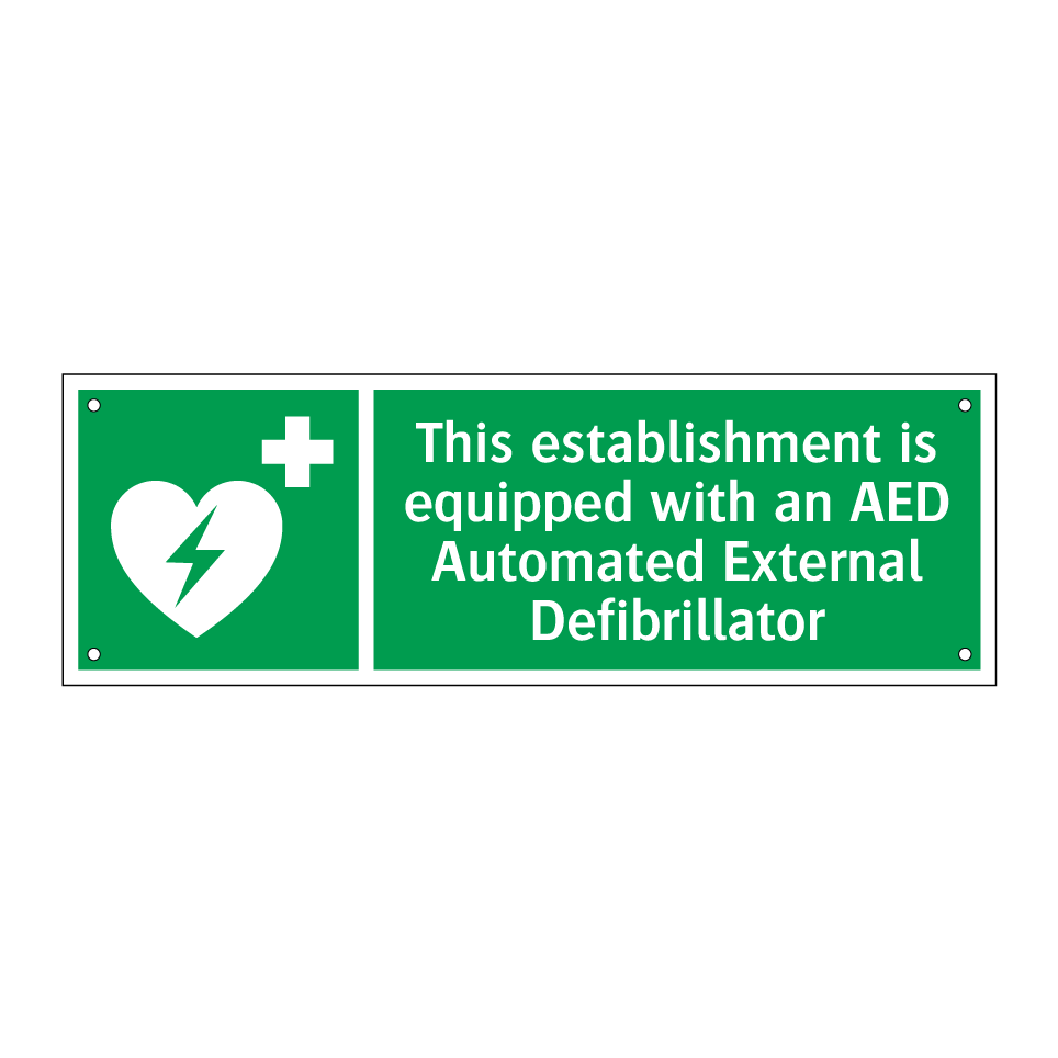 This establishment is equipped with an AED Automated External Defibrillator