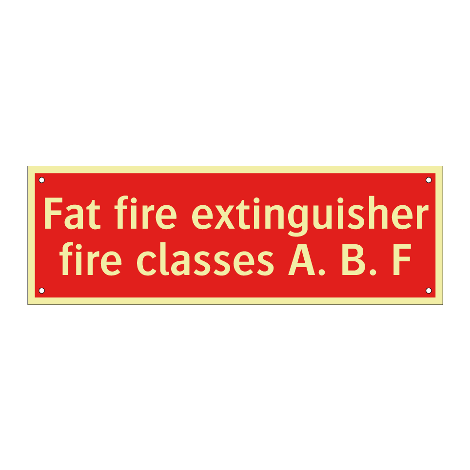 Fat fire extinguisher fire classes A. B. F