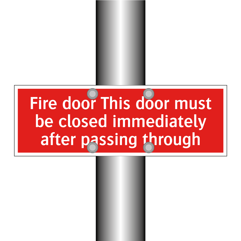 Fire door This door must be closed immediately after passing through