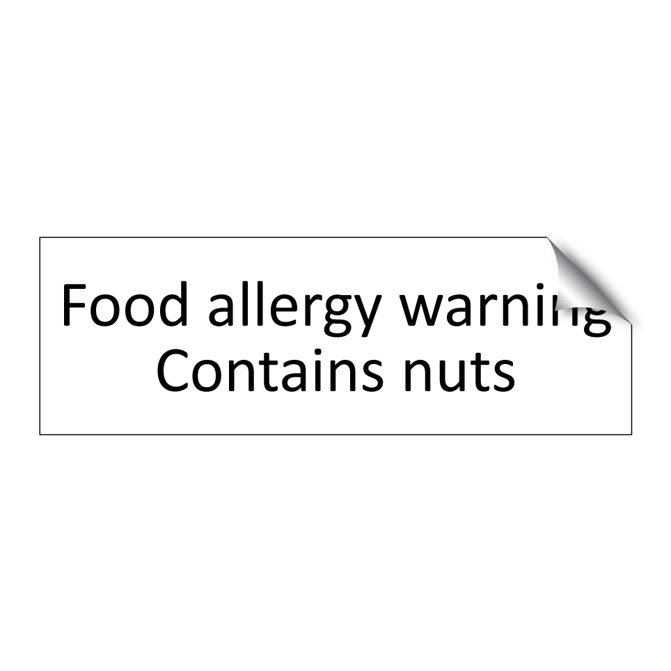 Food allergy warning Contains nuts