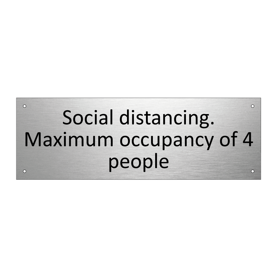 Social distancing. Maximum occupancy of 4 people