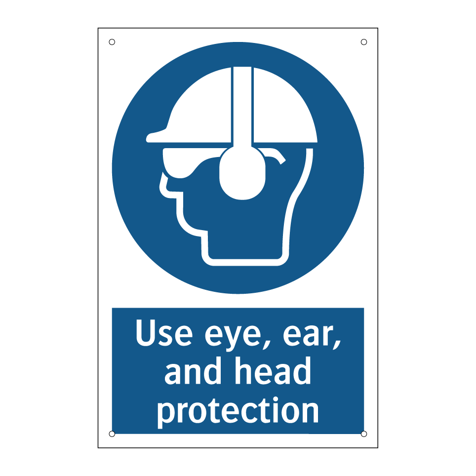 Use eye, ear, and head protection