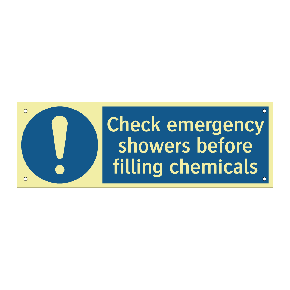 Check emergency showers before filling chemicals