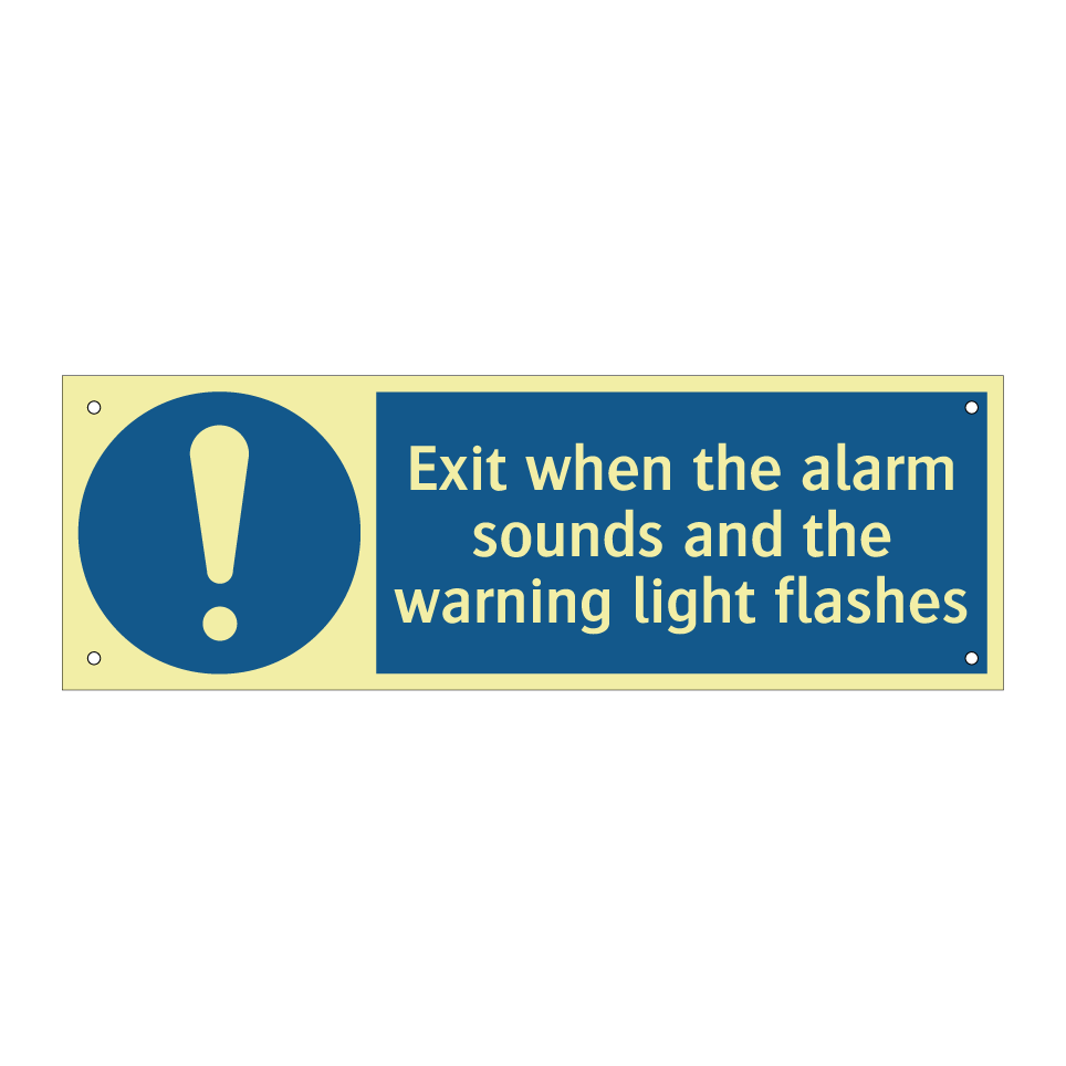 Exit when the alarm sounds and the warning light flashes