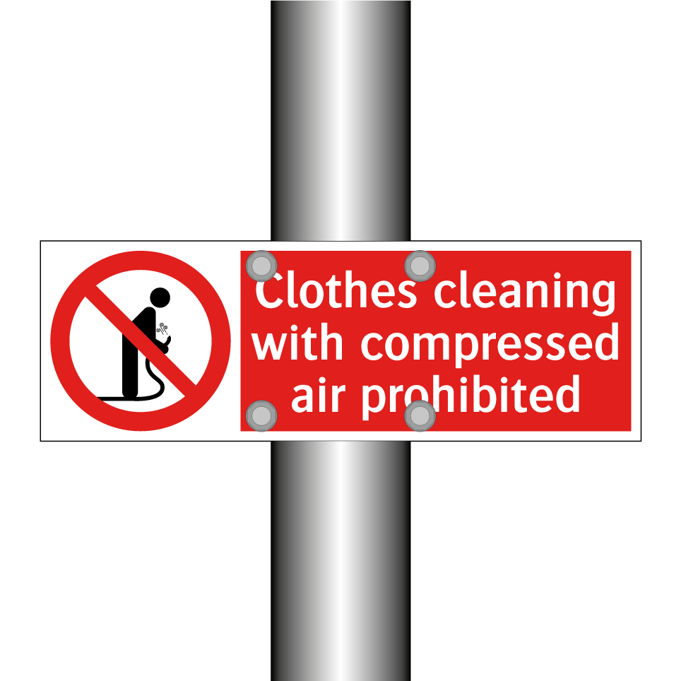 Clothes cleaning with compressed air prohibited