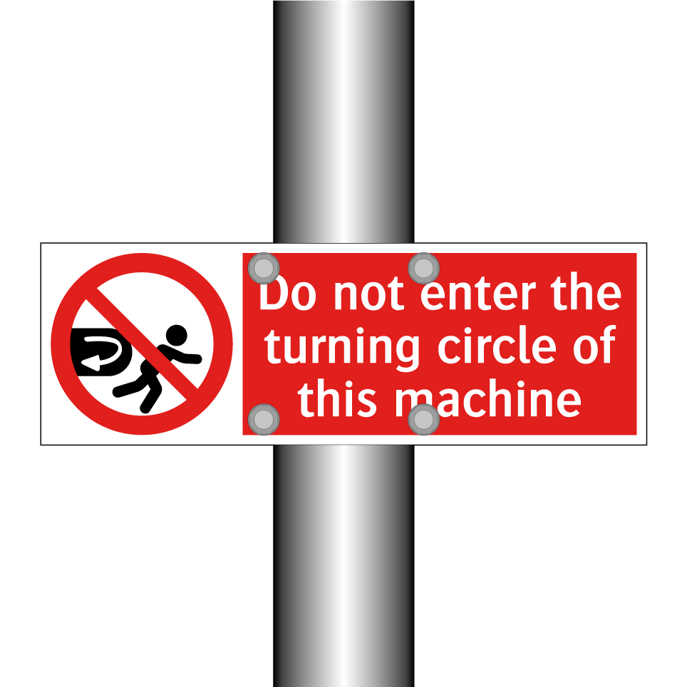 Do not enter the turning circle of this machine