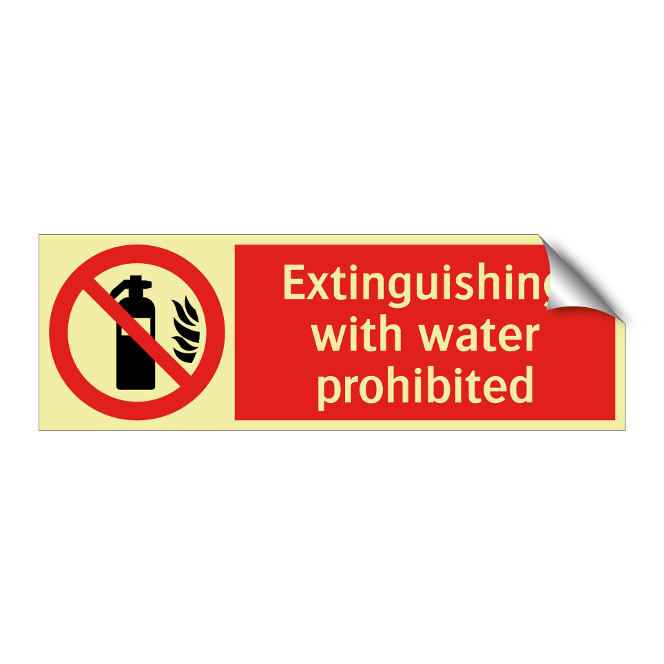 Extinguishing with water prohibited