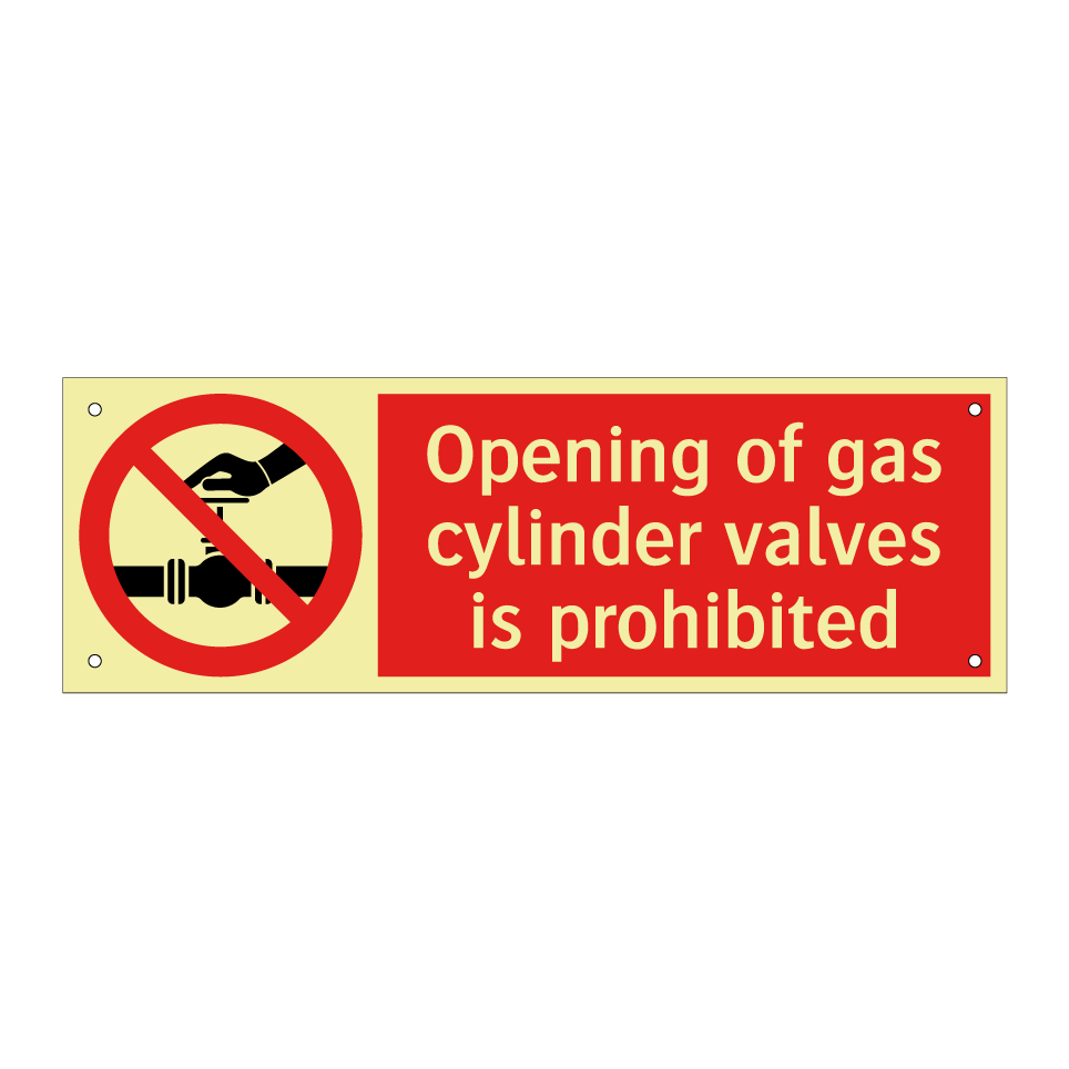 Opening of gas cylinder valves is prohibited