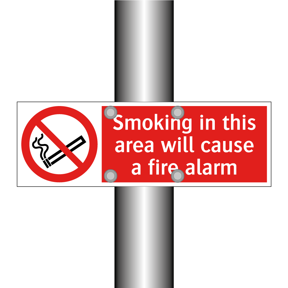 Smoking in this area will cause a fire alarm