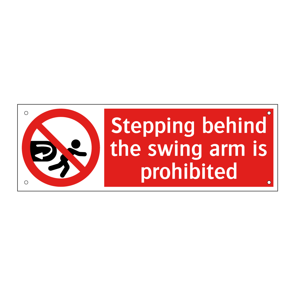 Stepping behind the swing arm is prohibited