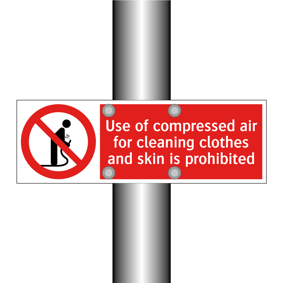 Use of compressed air for cleaning clothes and skin is prohibited