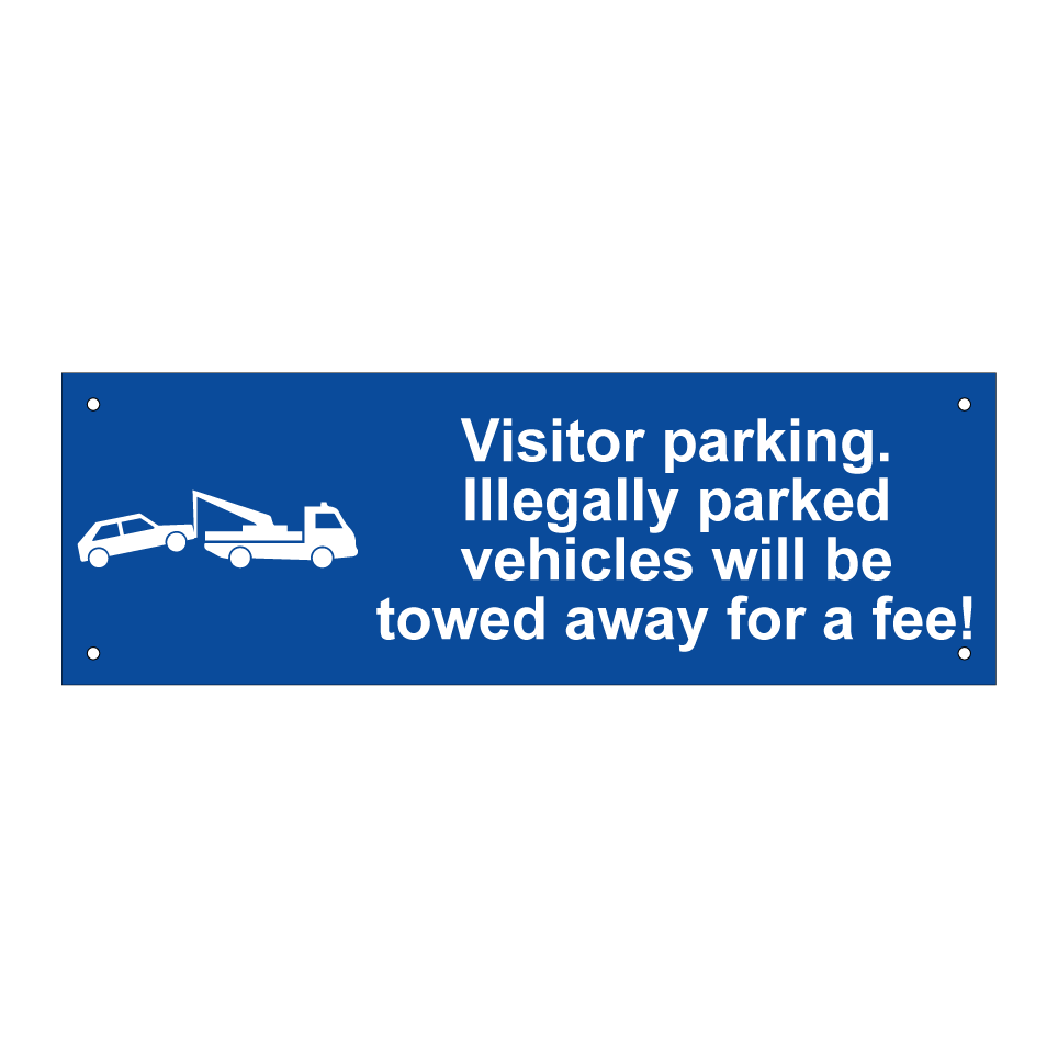 Visitor parking. Illegally parked vehicles will be towed away for a fee!