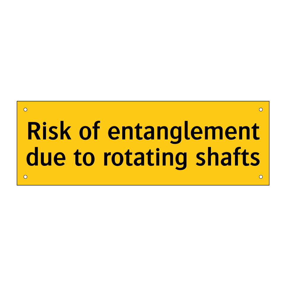 Risk of entanglement due to rotating shafts