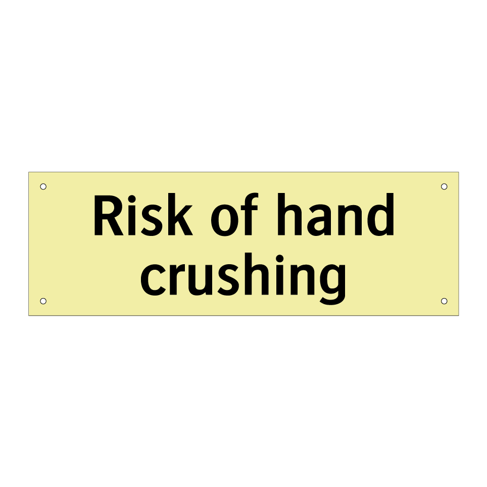 Risk of hand crushing