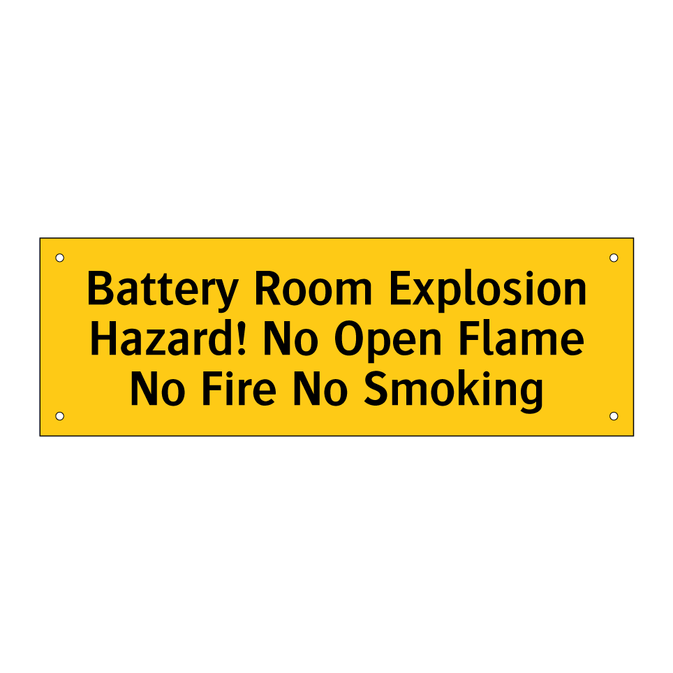 Battery Room Explosion Hazard! No Open Flame No Fire No Smoking