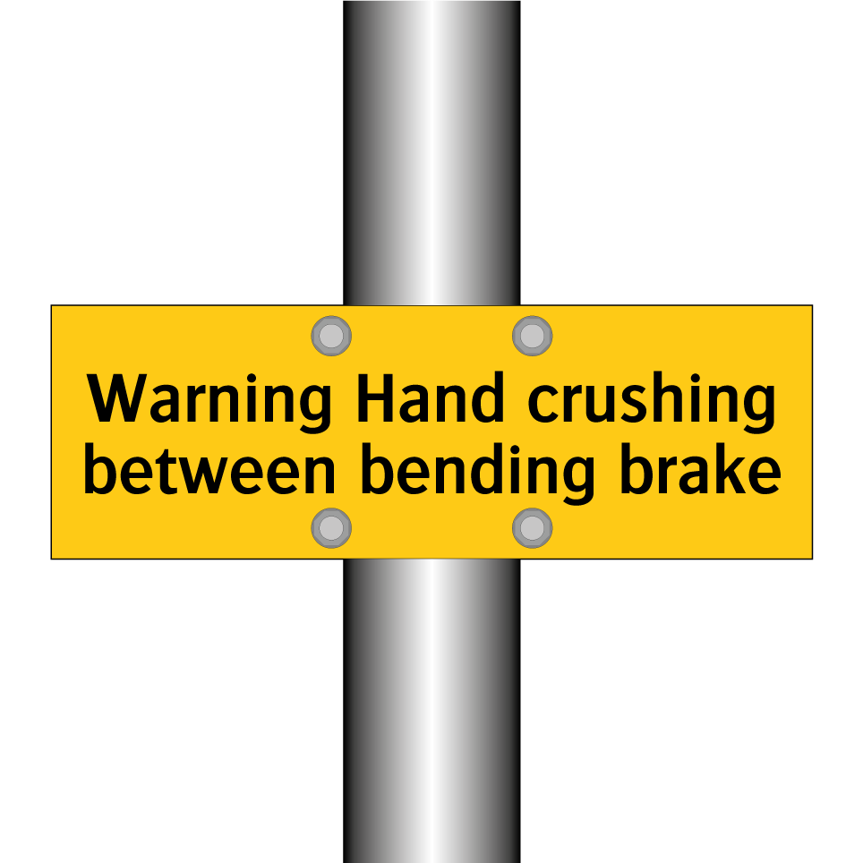 Warning Hand crushing between bending brake