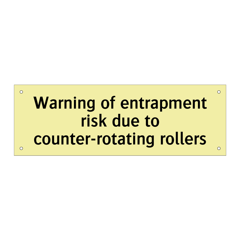 Warning of entrapment risk due to counter-rotating rollers