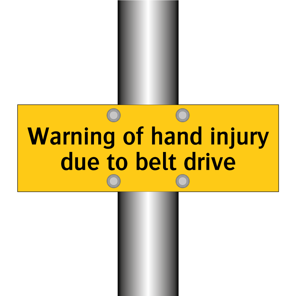 Warning of hand injury due to belt drive