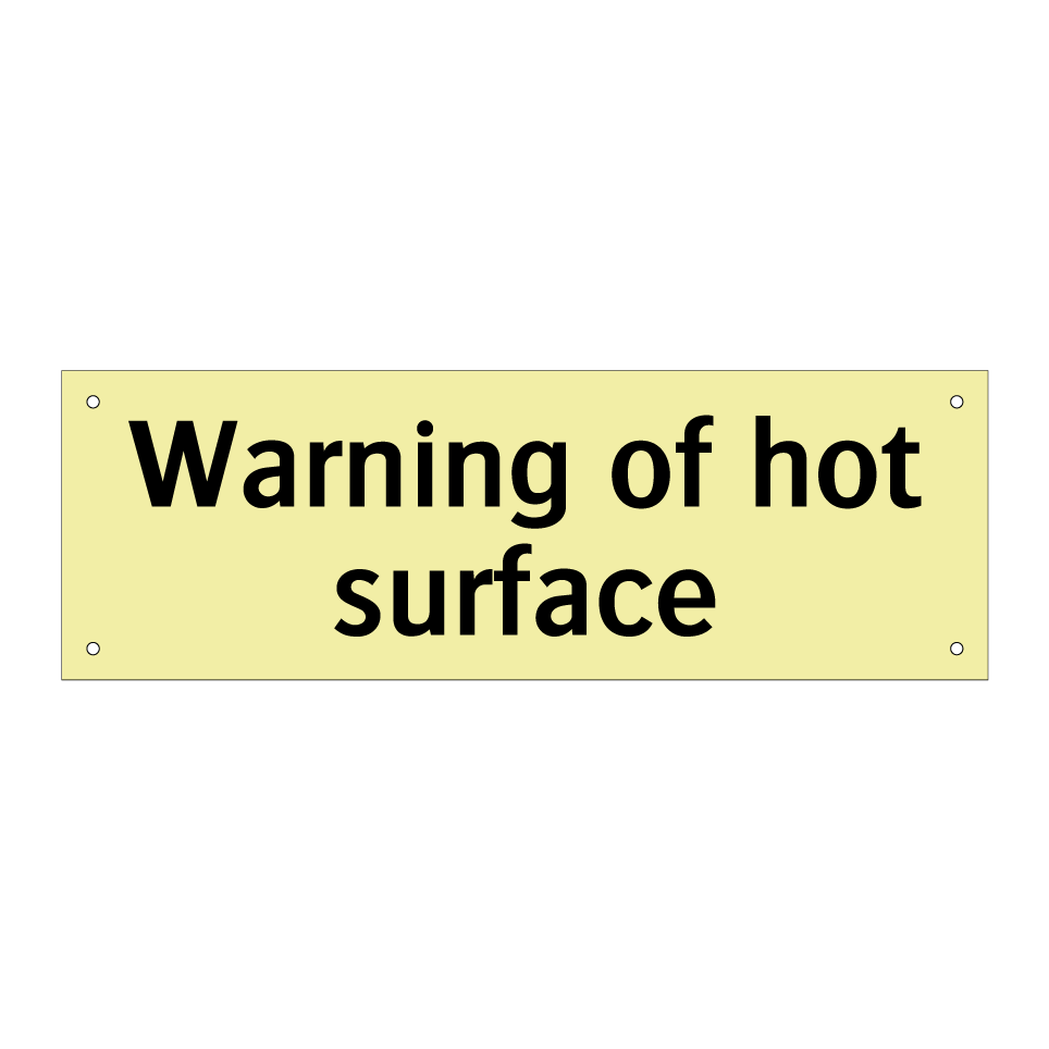 Warning of hot surface