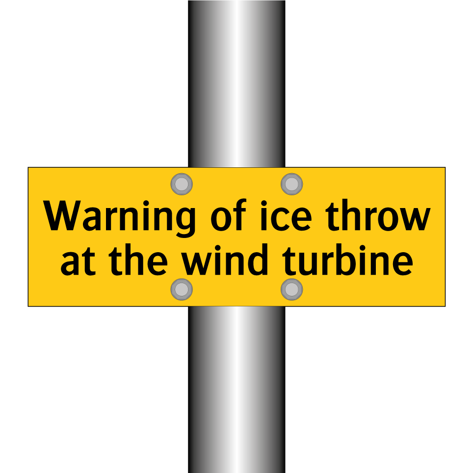 Warning of ice throw at the wind turbine