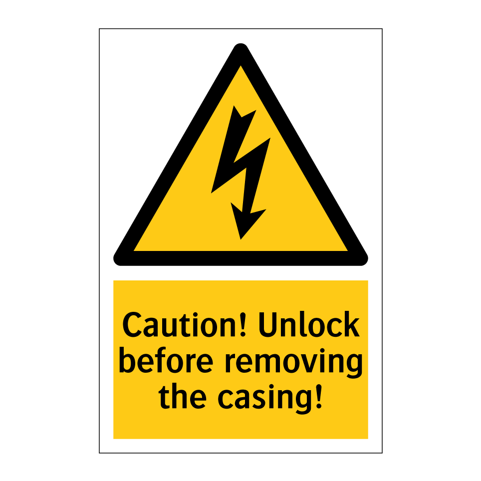 Caution! Unlock before removing the casing!