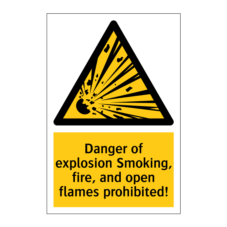 Danger of explosion Smoking, fire, and open flames prohibited!
