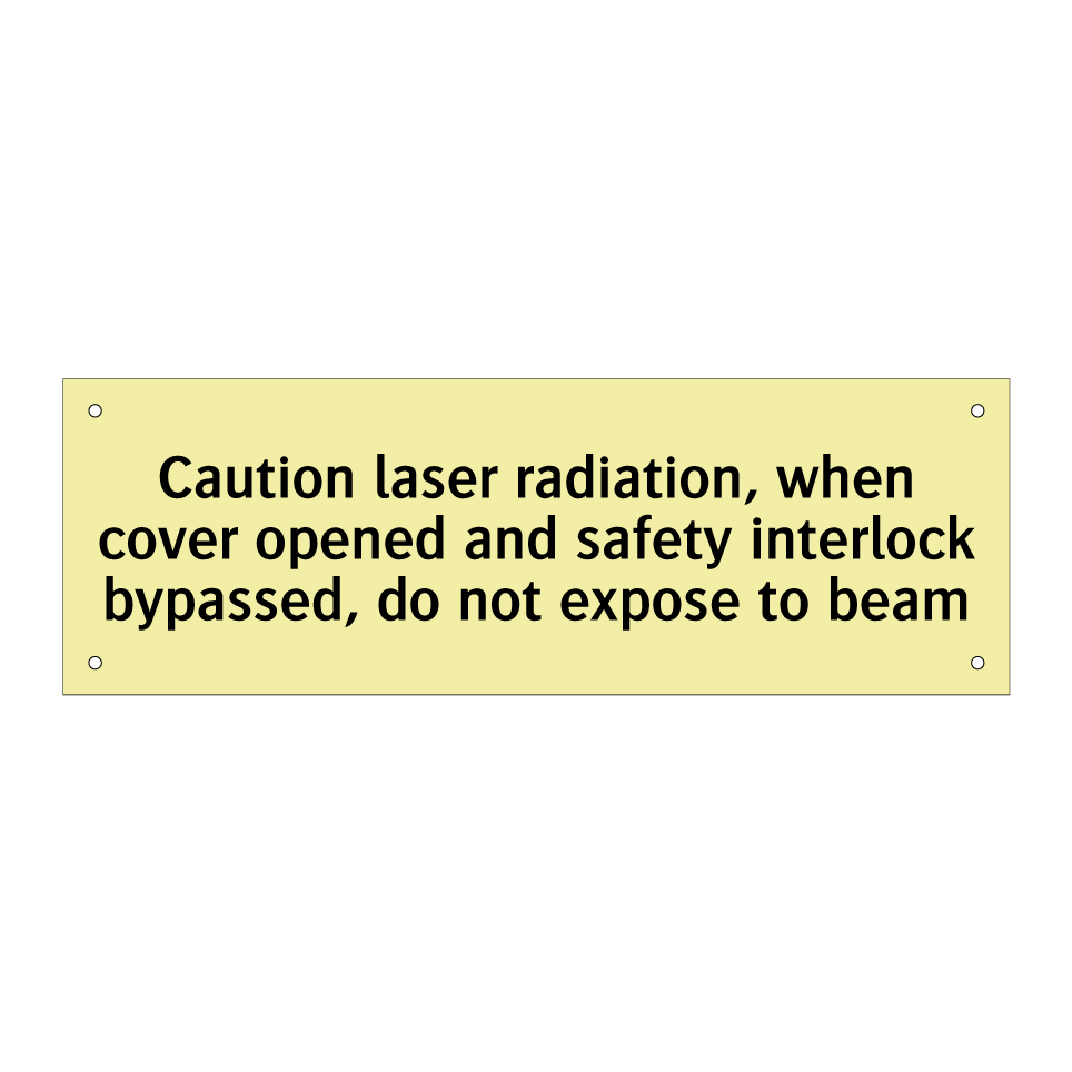 Caution laser radiation, when cover opened and safety interlock bypassed, do not expose to beam