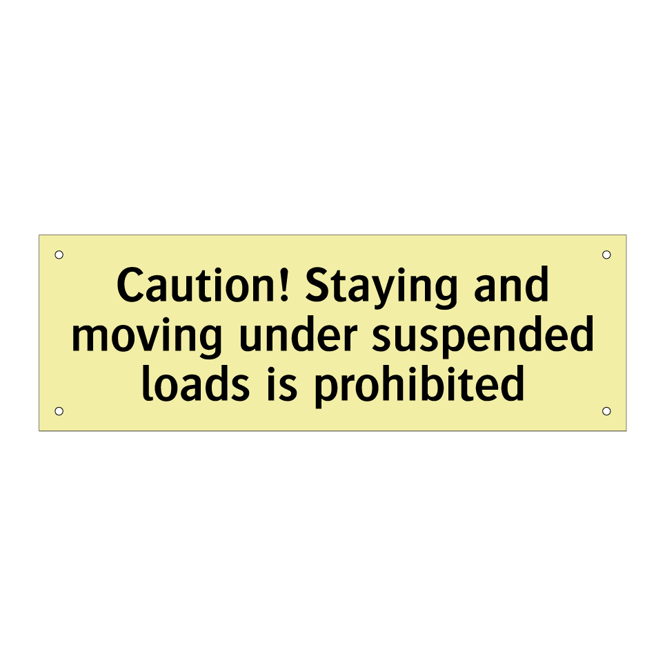 Caution! Staying and moving under suspended loads is prohibited