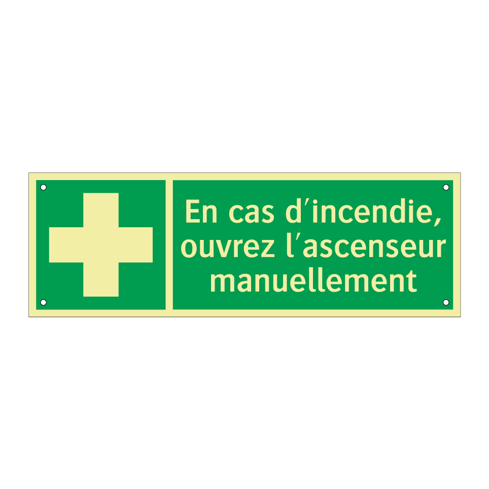 En cas d'incendie, ouvrez l'ascenseur manuellement