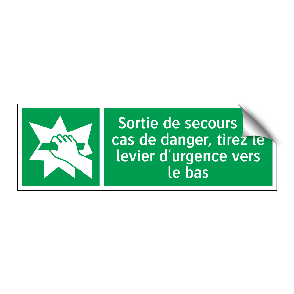 Sortie de secours En cas de danger, tirez le levier d'urgence vers le bas