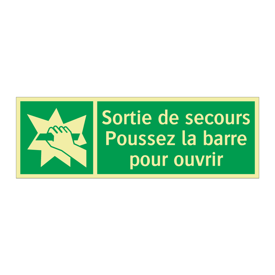 Sortie de secours Poussez la barre pour ouvrir