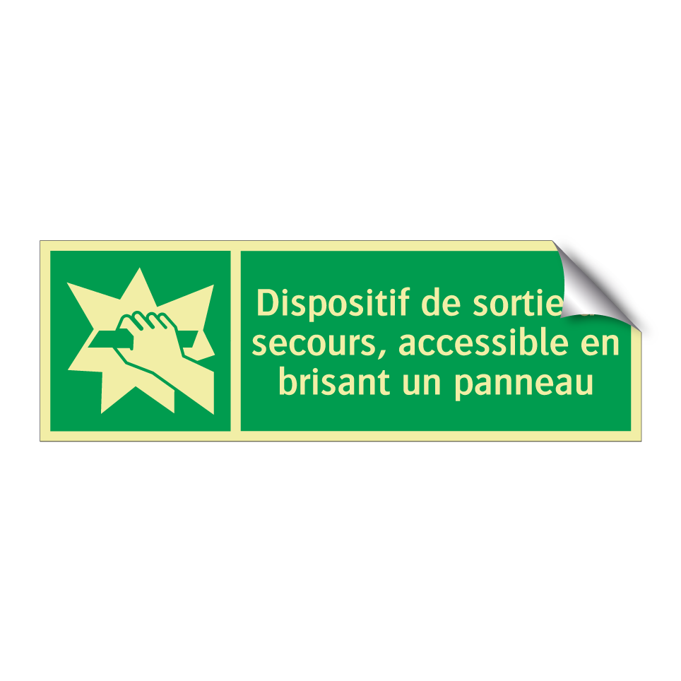 Dispositif de sortie de secours, accessible en brisant un panneau