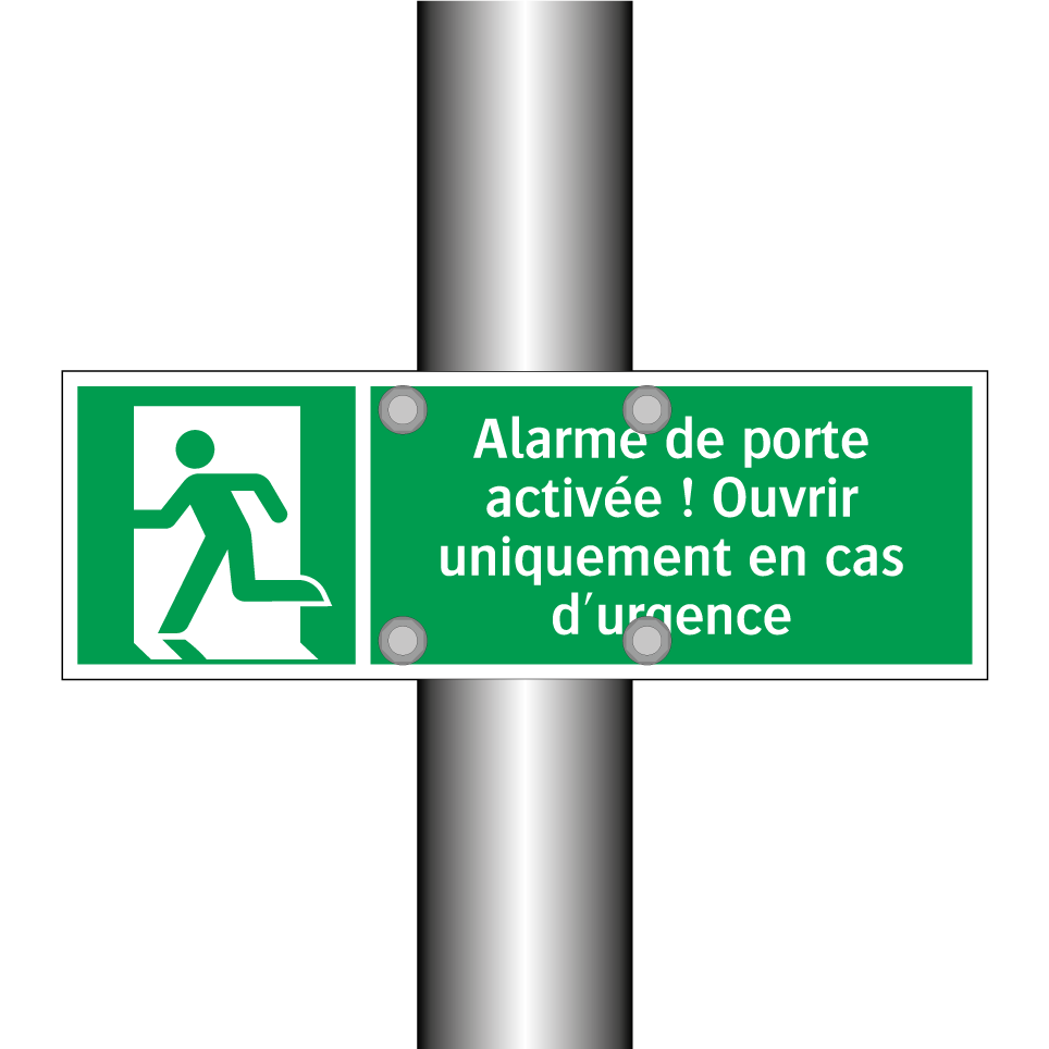 Alarme de porte activée ! Ouvrir uniquement en cas d'urgence