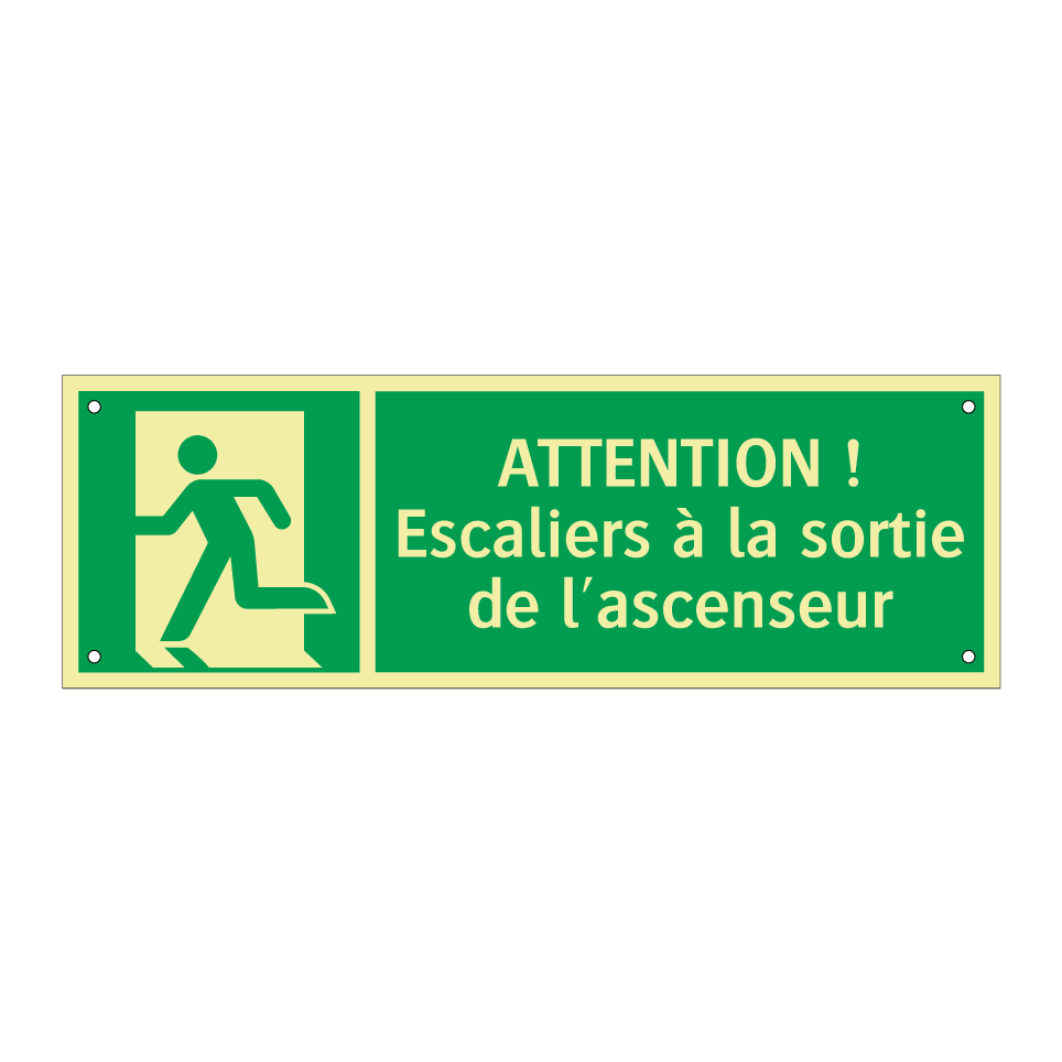 ATTENTION ! Escaliers à la sortie de l'ascenseur