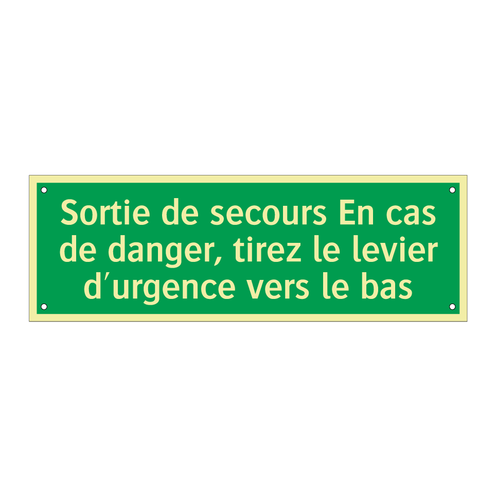 Sortie de secours En cas de danger, tirez le levier d'urgence vers le bas