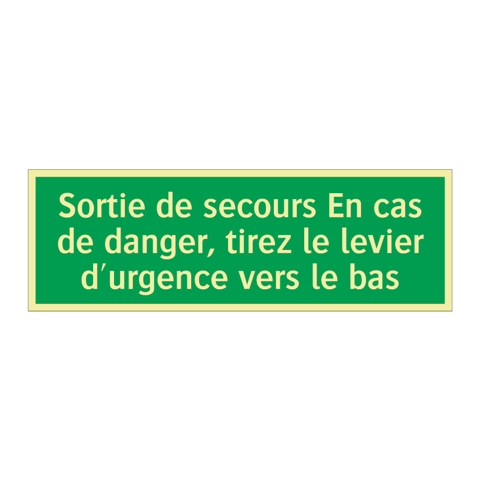 Sortie de secours En cas de danger, tirez le levier d'urgence vers le bas
