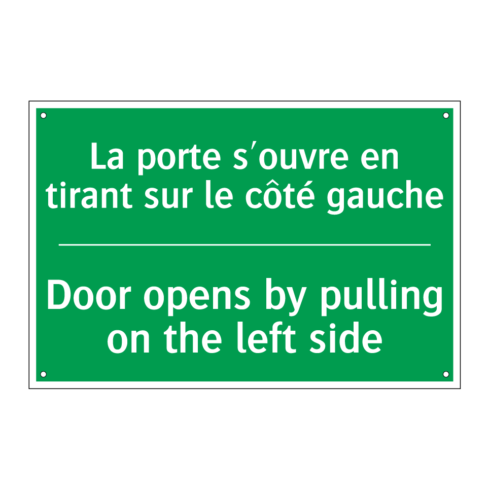 La porte s'ouvre en tirant sur /.../ - Door opens by pulling on the left /.../