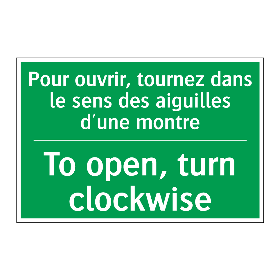Pour ouvrir, tournez dans le sens /.../ - To open, turn clockwise