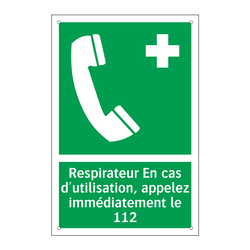 Respirateur En cas d'utilisation, appelez immédiatement le 112