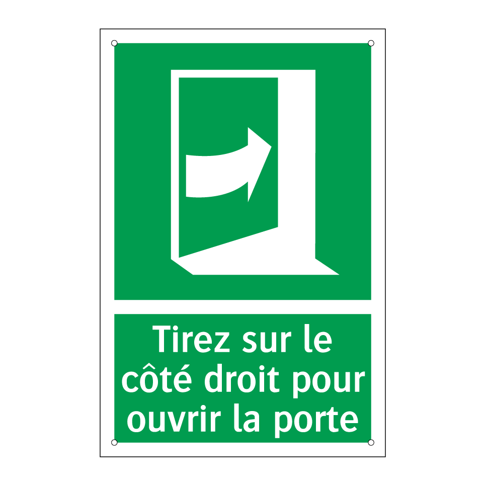 Tirez sur le côté droit pour ouvrir la porte