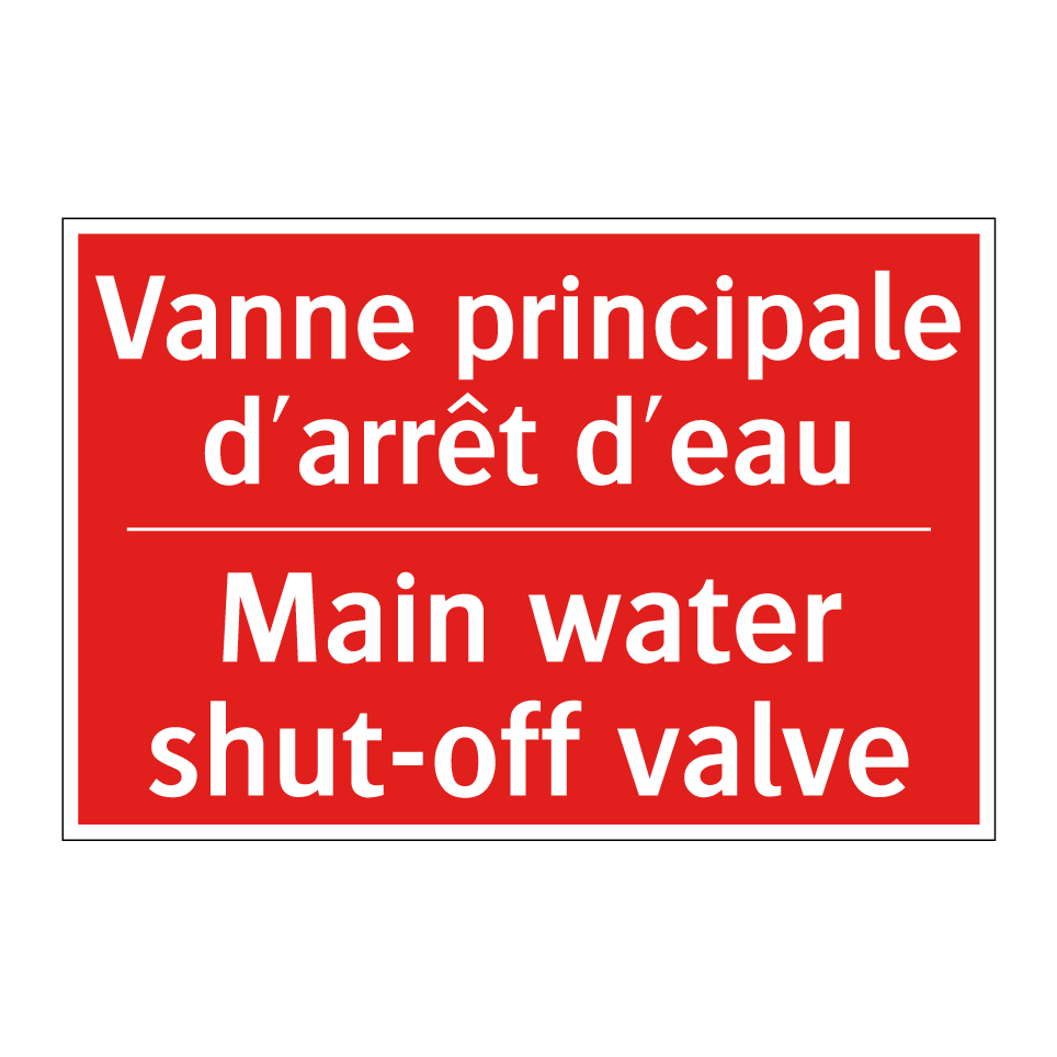Vanne principale d'arrêt d'eau - Main water shut-off valve