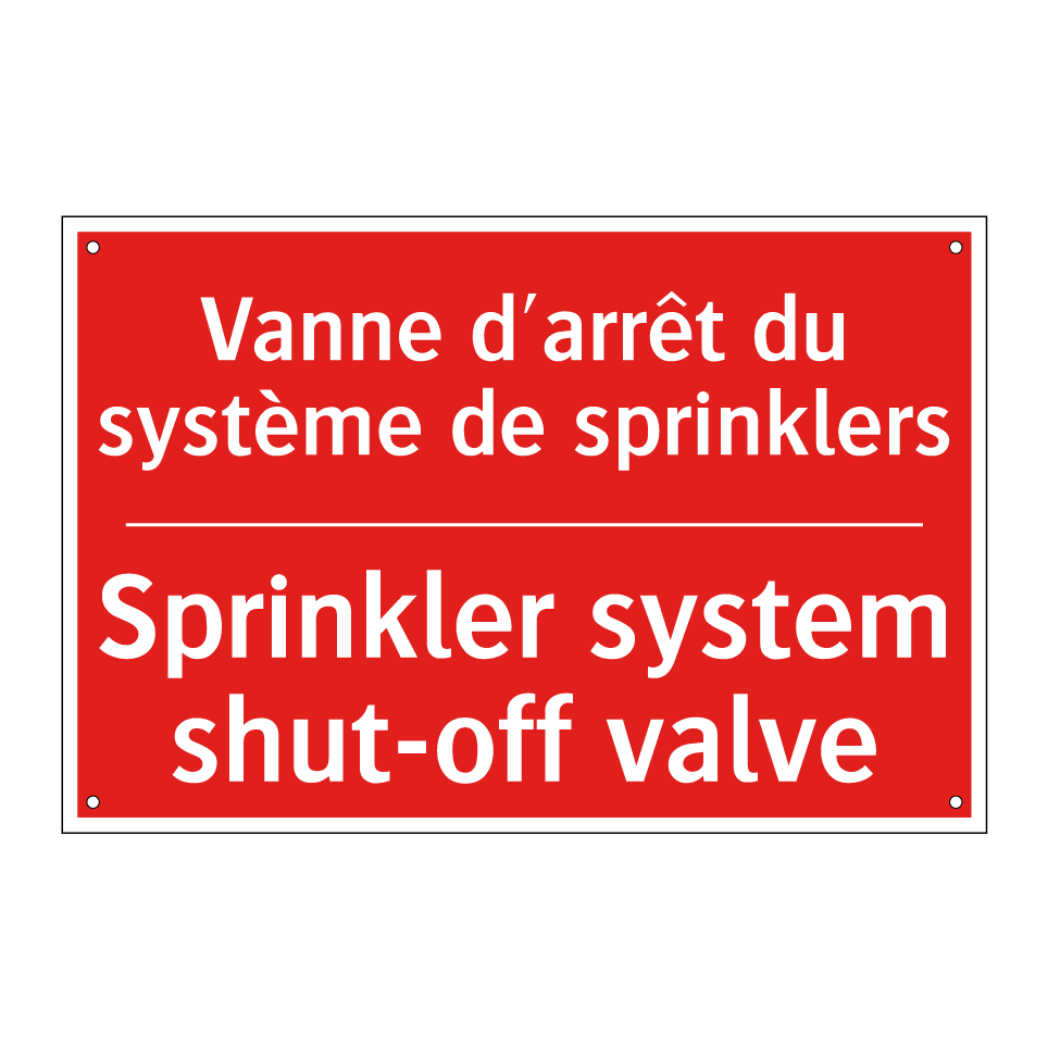 Vanne d'arrêt du système de sprinklers /.../ - Sprinkler system shut-off valve /.../