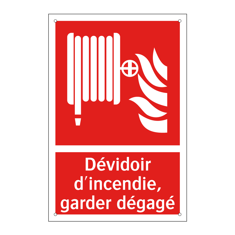 Dévidoir d'incendie, garder dégagé
