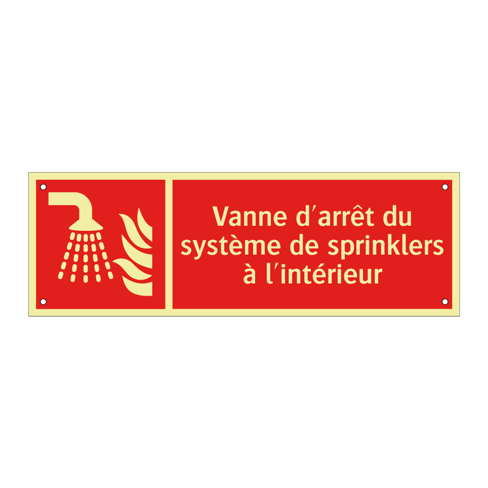 Vanne d'arrêt du système de sprinklers à l'intérieur