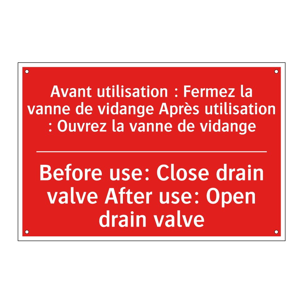 Avant utilisation : Fermez la /.../ - Before use: Close drain valve /.../